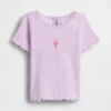 Broderad ribbad T-shirt med glassmotiv för Baby & Småbarn