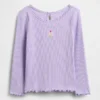 Broderad T-shirt med grafiskt tryck i ribbad bomull för Baby & Småbarn