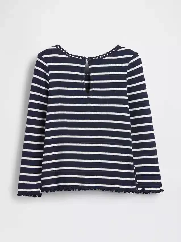 Broderad T-shirt med grafiskt tryck i ribbad bomull för Baby & Småbarn