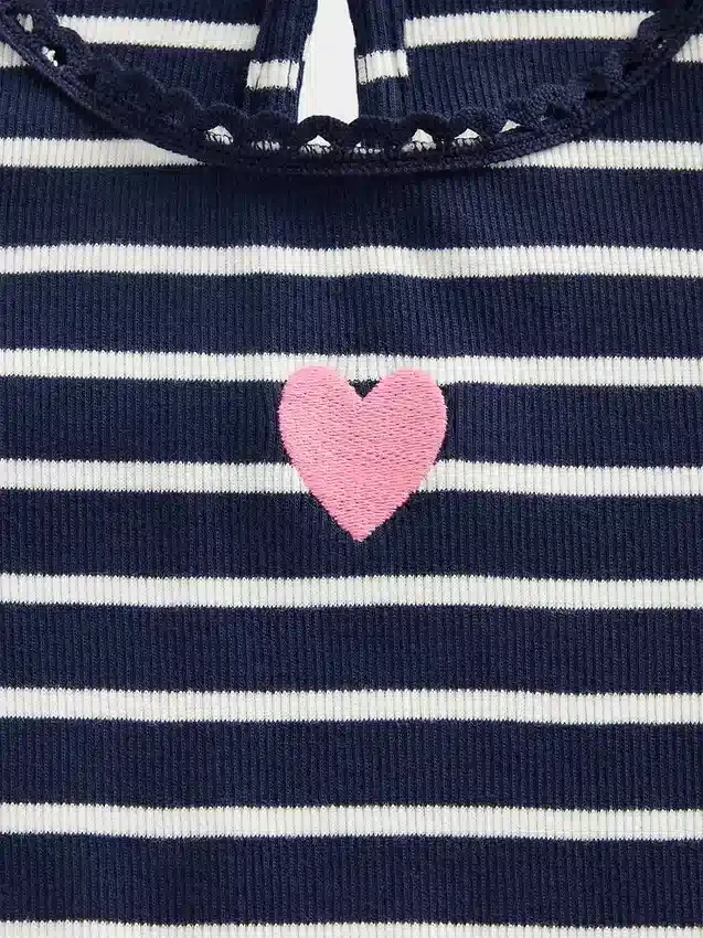Broderad T-shirt med grafiskt tryck i ribbad bomull för Baby & Småbarn