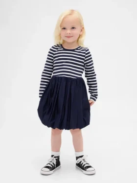 Bubbelklänning i blandade material för Baby & Småbarn