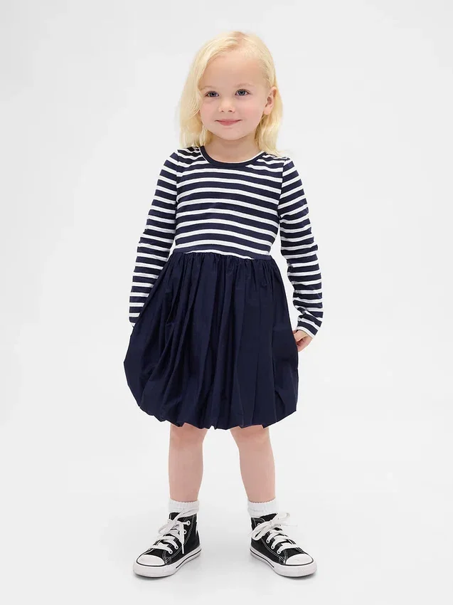 Bubbelklänning i blandade material för Baby & Småbarn