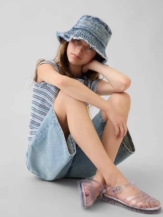 Buckethat i denim för barn