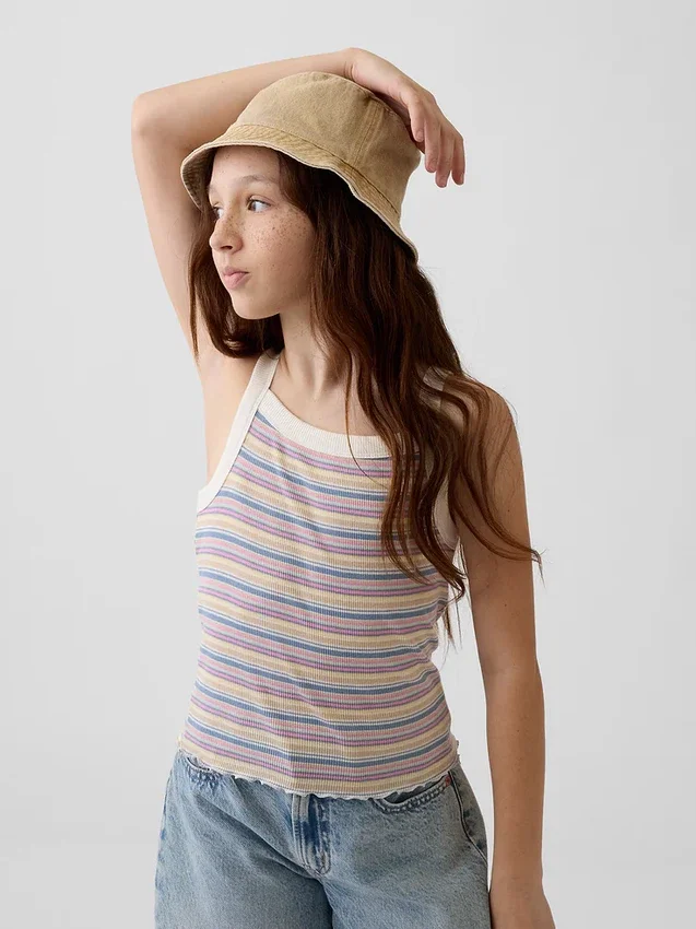 Buckethat i överfärgad denim för barn