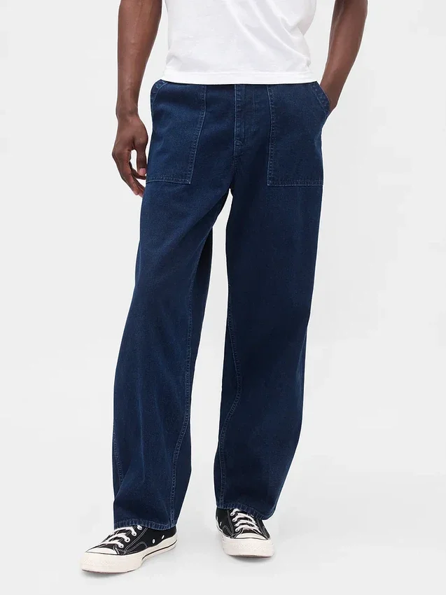 Canvas-jeans med baggy passform