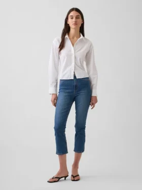 Capri-jeans med hög midja