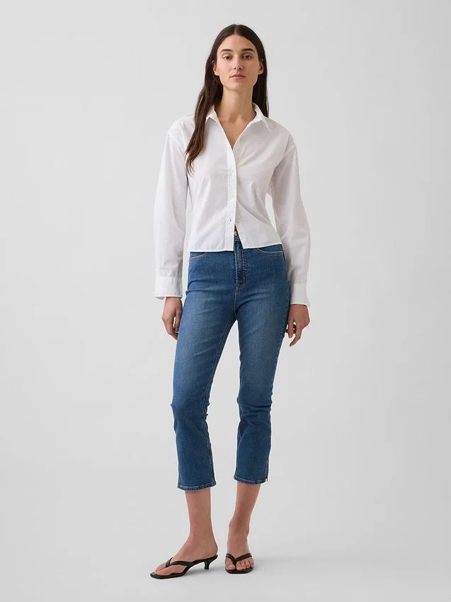 Capri-jeans med hög midja