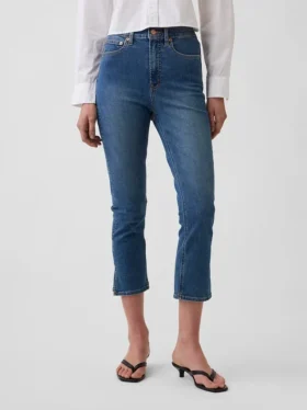 Capri-jeans med hög midja