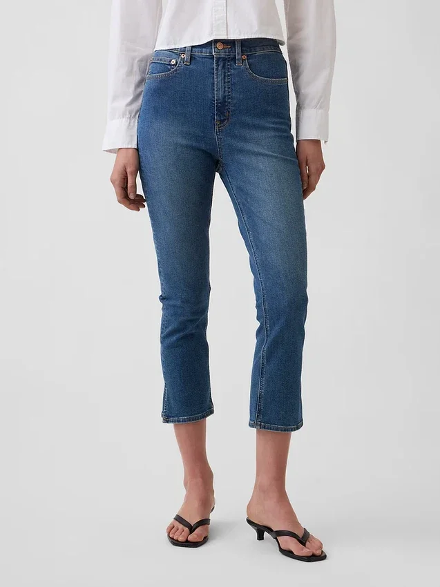 Capri-jeans med hög midja