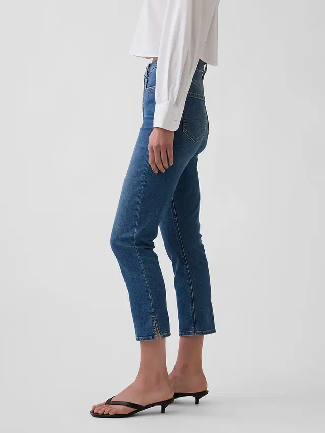 Capri-jeans med hög midja
