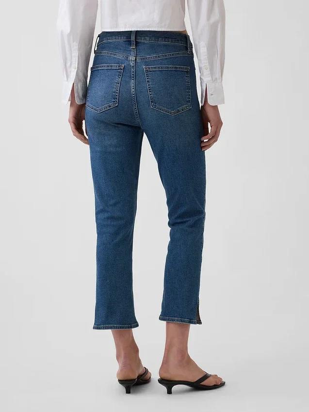Capri-jeans med hög midja