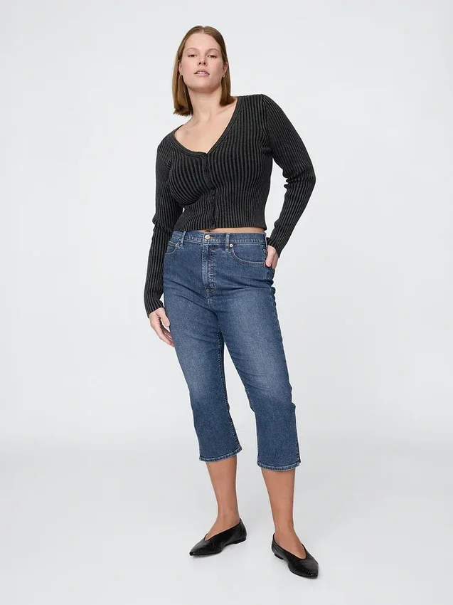 Capri-jeans med hög midja