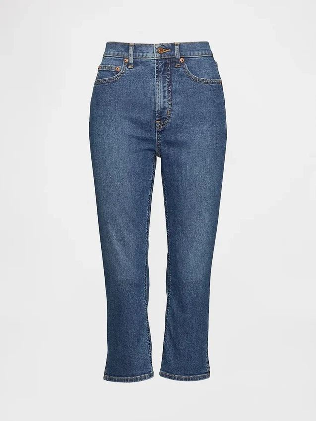 Capri-jeans med hög midja