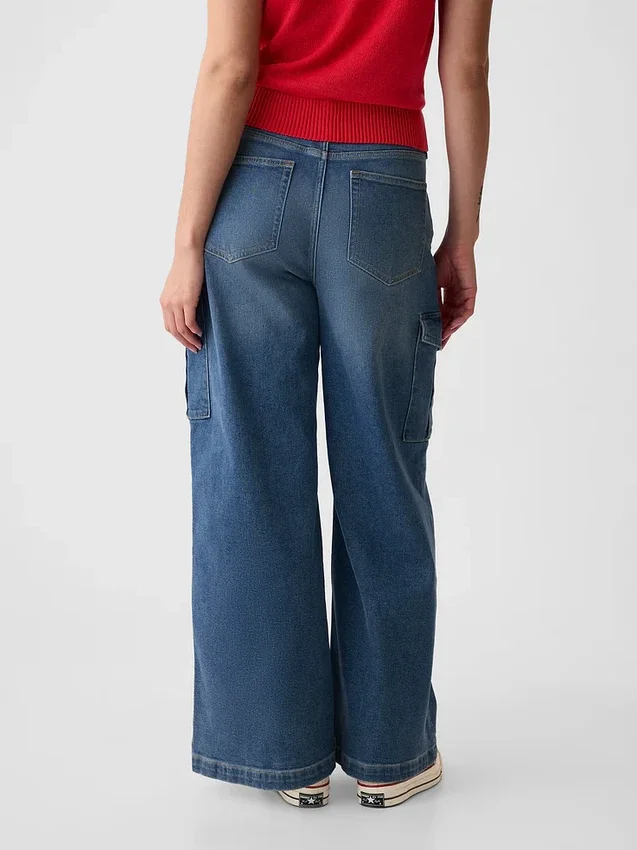 Cargojeans med hög midja och vida ben
