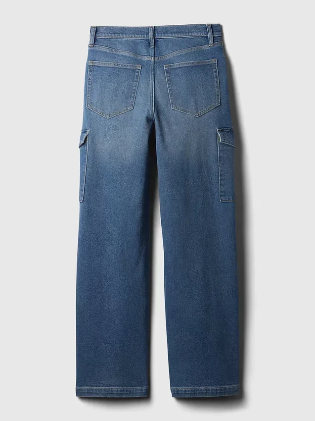Cargojeans med hög midja och vida ben