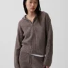 CashSoft oversized hoodie med dragkedja och shakerstickning