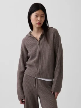 CashSoft oversized hoodie med dragkedja och shakerstickning