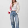 CashSoft oversized hoodie med dragkedja och shakerstickning