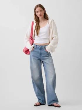 CashSoft oversized hoodie med dragkedja och shakerstickning