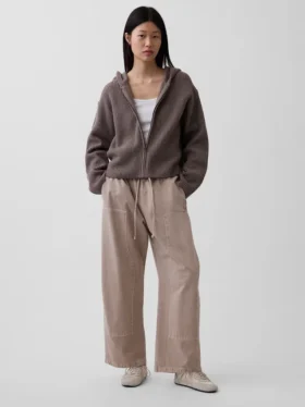 CashSoft oversized hoodie med dragkedja och shakerstickning