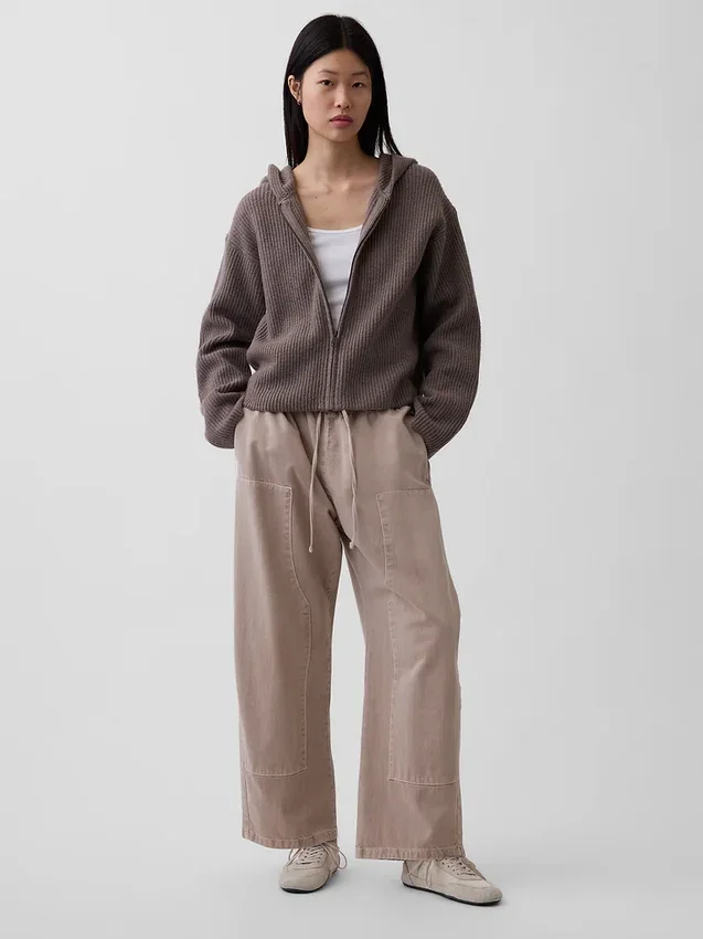 CashSoft oversized hoodie med dragkedja och shakerstickning