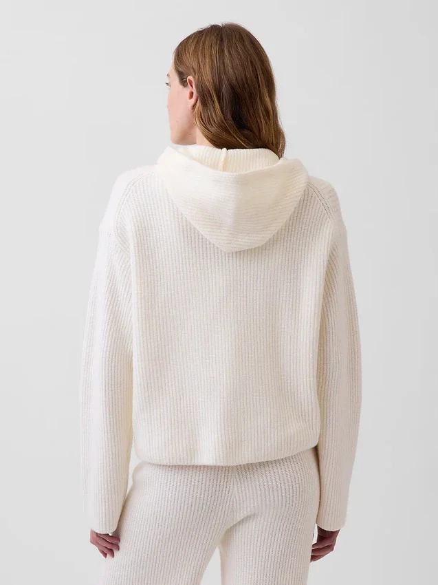 CashSoft oversized hoodie med dragkedja och shakerstickning