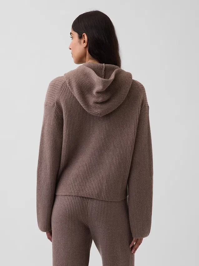 CashSoft oversized hoodie med dragkedja och shakerstickning
