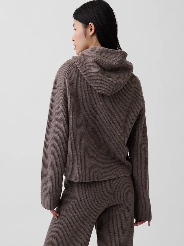 CashSoft oversized hoodie med dragkedja och shakerstickning