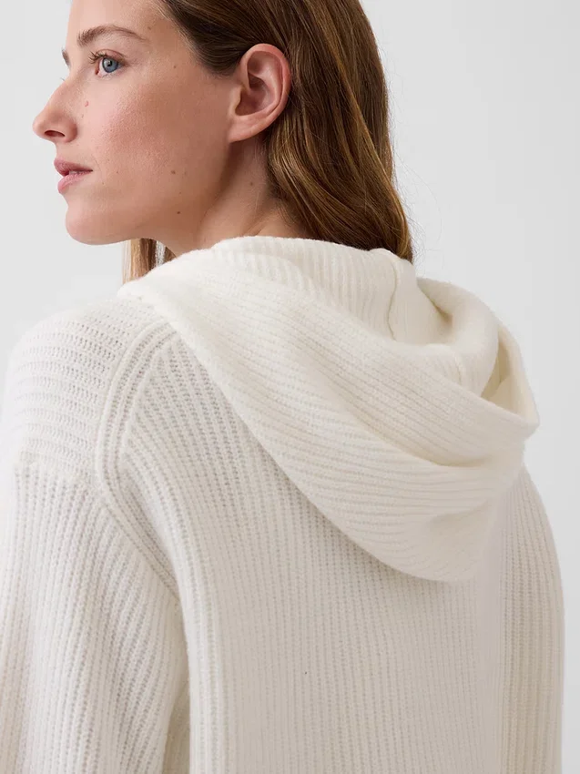 CashSoft oversized hoodie med dragkedja och shakerstickning