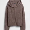 CashSoft oversized hoodie med dragkedja och shakerstickning