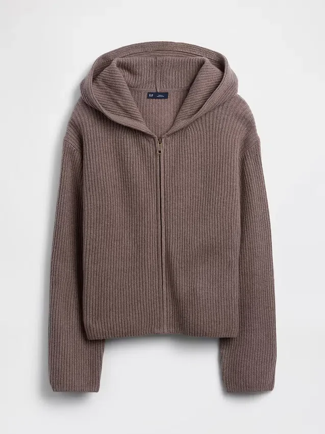 CashSoft oversized hoodie med dragkedja och shakerstickning