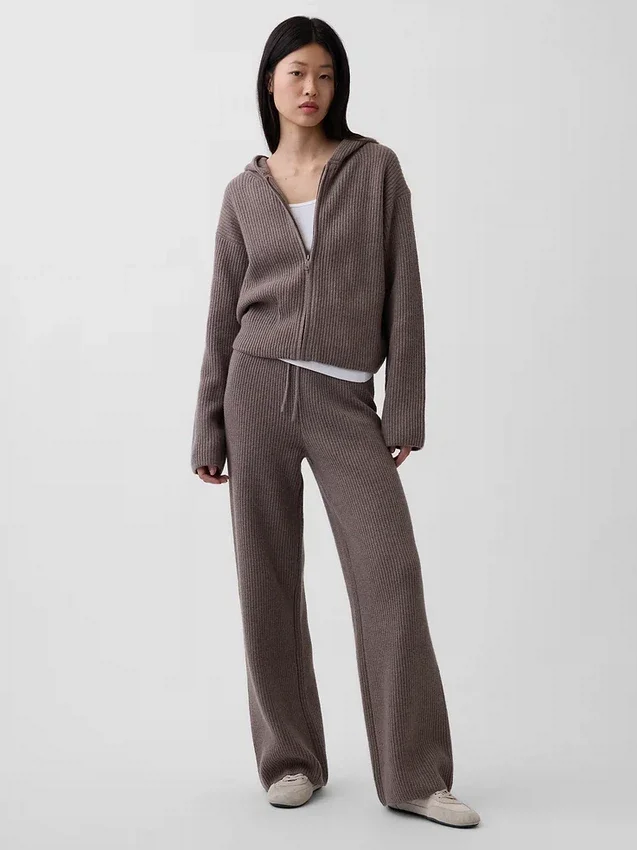 CashSoft oversized hoodie med dragkedja och shakerstickning