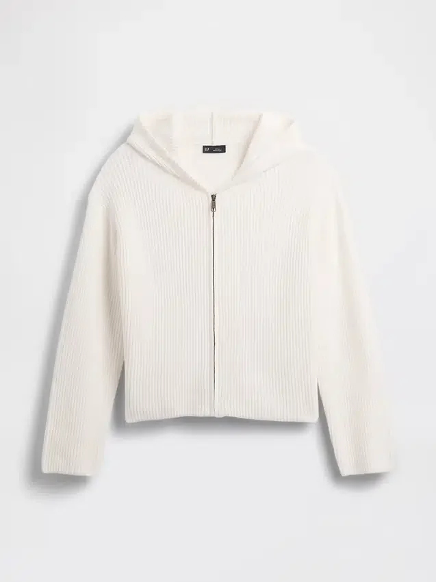 CashSoft oversized hoodie med dragkedja och shakerstickning