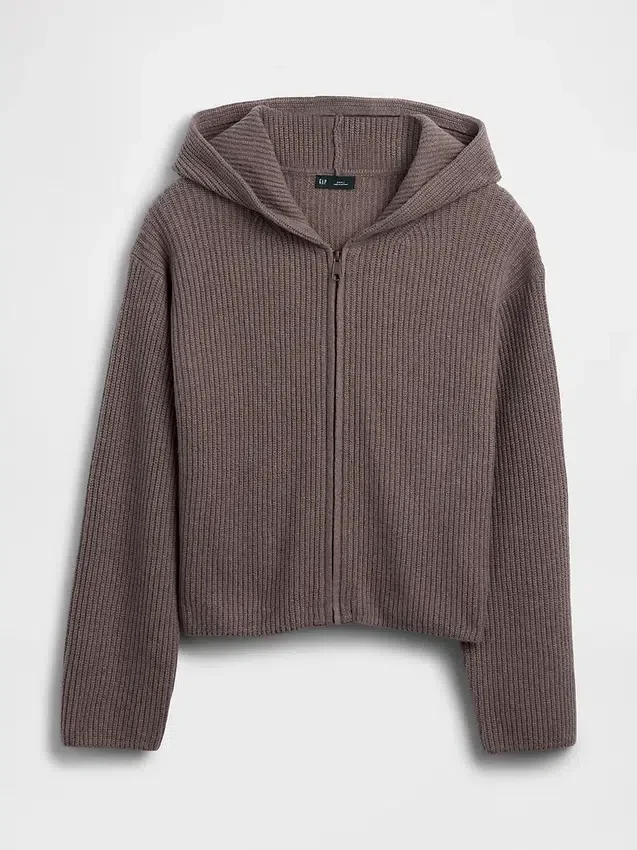 CashSoft oversized hoodie med dragkedja och shakerstickning