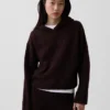 CashSoft Oversized Shaker-Stitch-tröja med huva