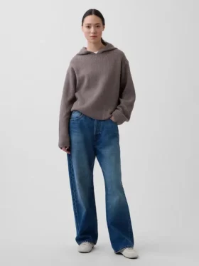 CashSoft Oversized Shaker-Stitch-tröja med huva