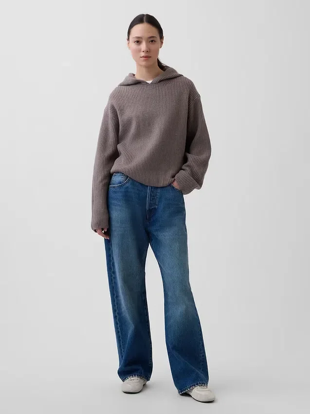 CashSoft Oversized Shaker-Stitch-tröja med huva