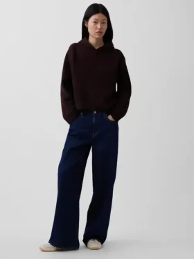 CashSoft Oversized Shaker-Stitch-tröja med huva