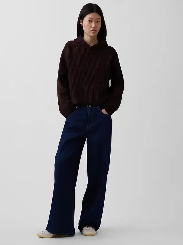 CashSoft Oversized Shaker-Stitch-tröja med huva