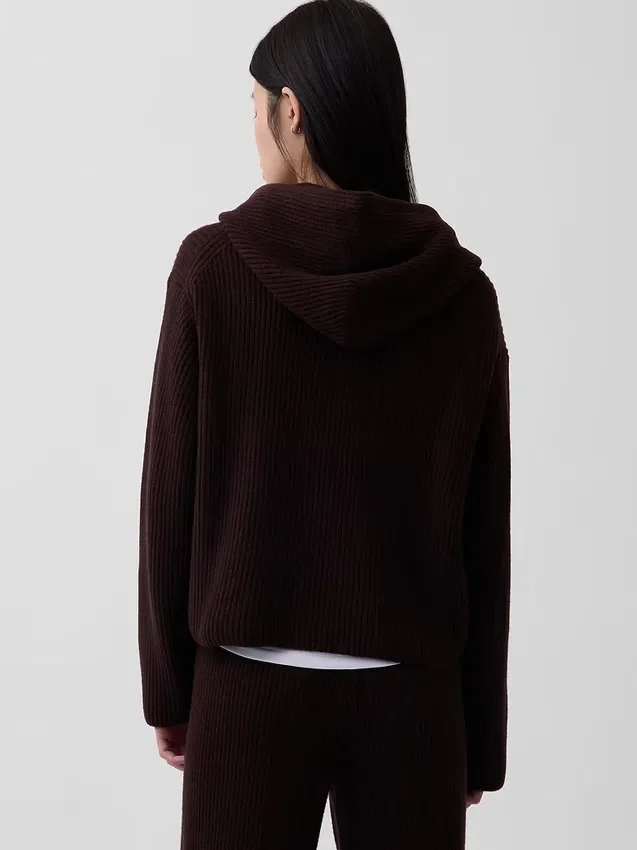 CashSoft Oversized Shaker-Stitch-tröja med huva