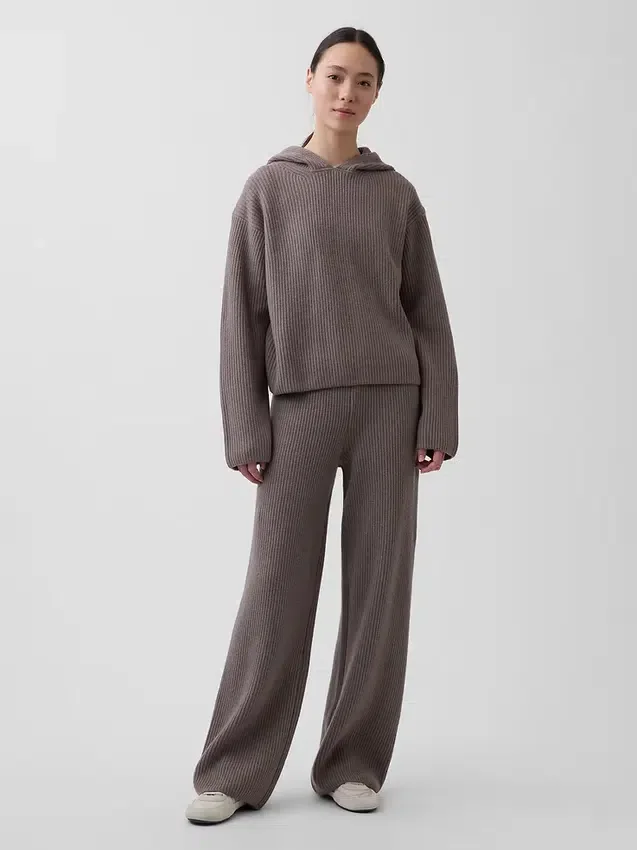 CashSoft Oversized Shaker-Stitch-tröja med huva