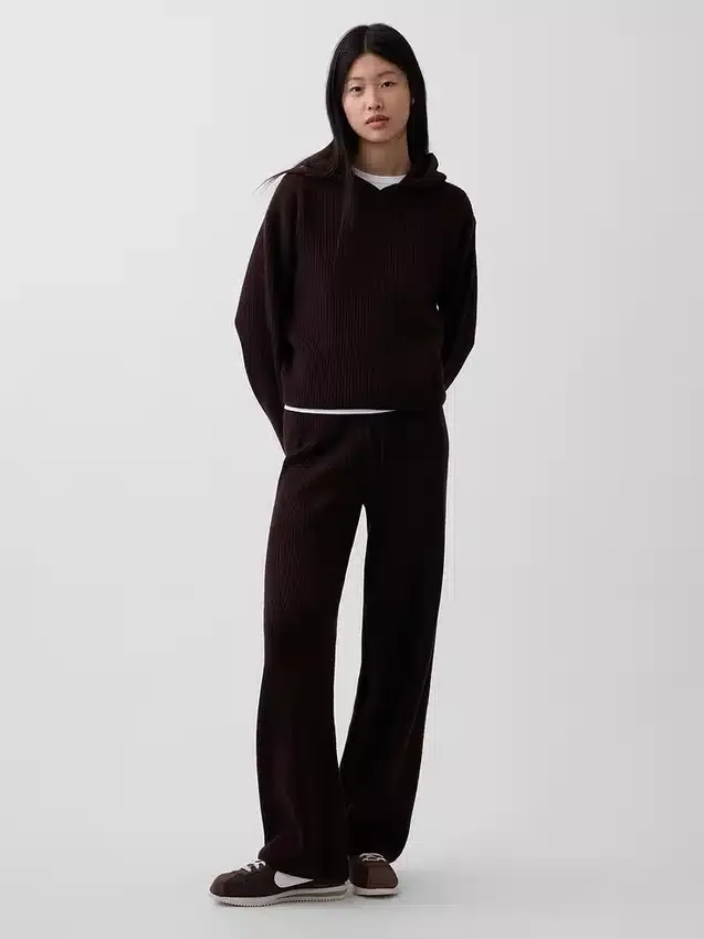 CashSoft Oversized Shaker-Stitch-tröja med huva