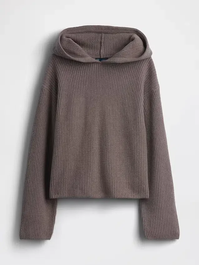 CashSoft Oversized Shaker-Stitch-tröja med huva