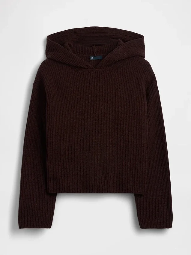 CashSoft Oversized Shaker-Stitch-tröja med huva