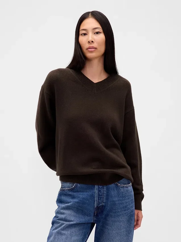 CashSoft Oversized tröja med V-ringning