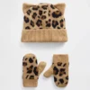 CashSoft-set med leopardmönstrad mössa och vantar för Baby & Småbarn