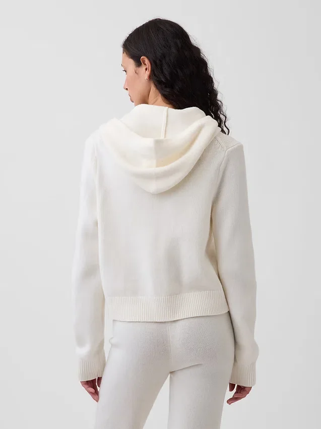 CashSoft-tröja, kort hoodie med dragkedja