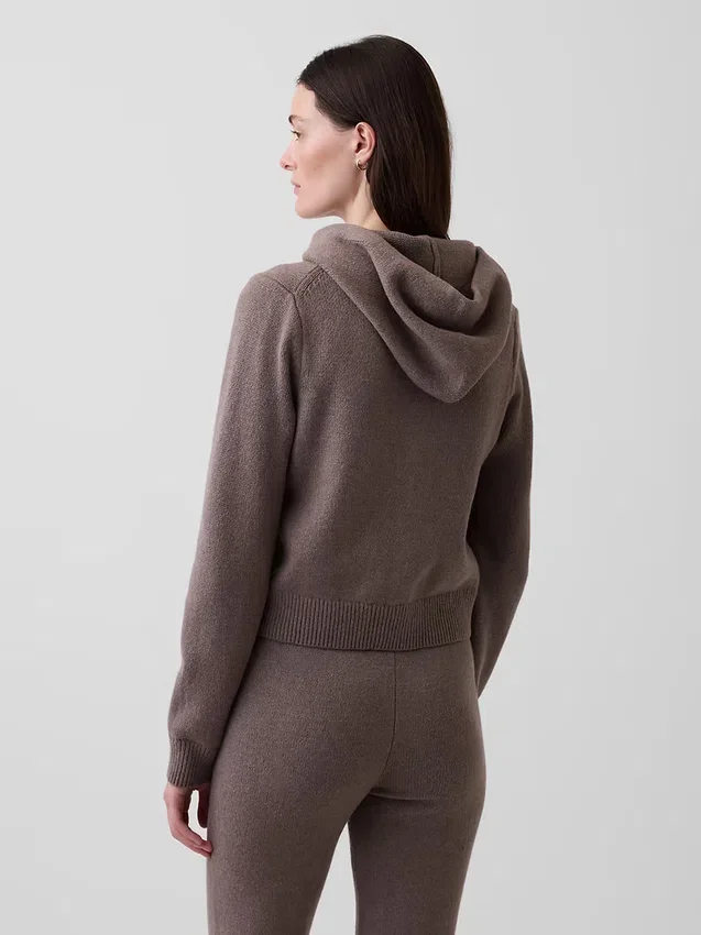 CashSoft-tröja, kort hoodie med dragkedja