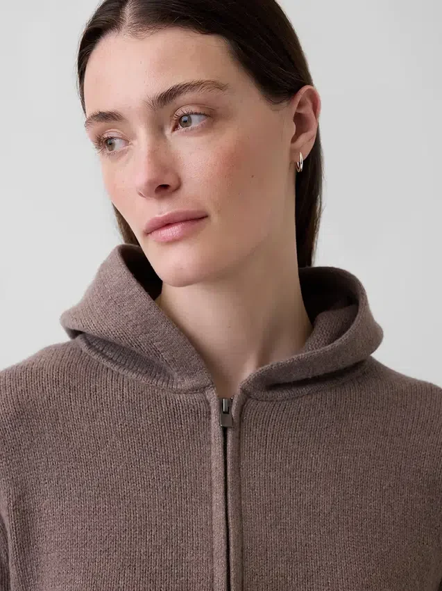 CashSoft-tröja, kort hoodie med dragkedja
