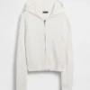 CashSoft-tröja, kort hoodie med dragkedja